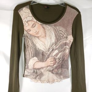 women's diesel long sleeve shirt cool print